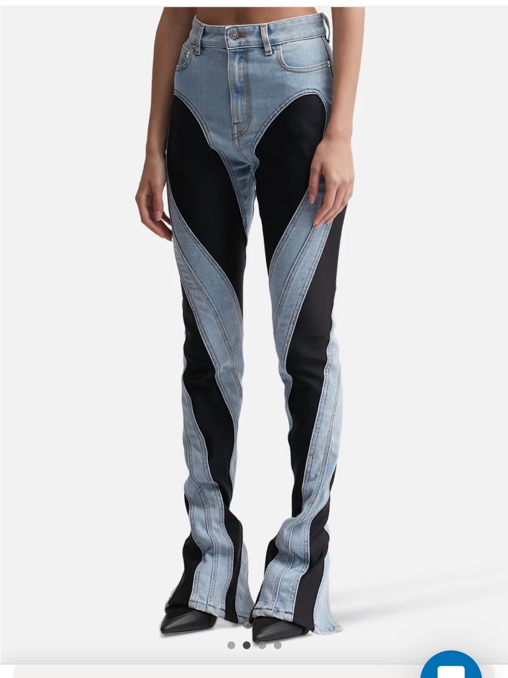 Mugler Two-Tone Blue & Black Slitted Spiral jeans - Picture 3 of 7
